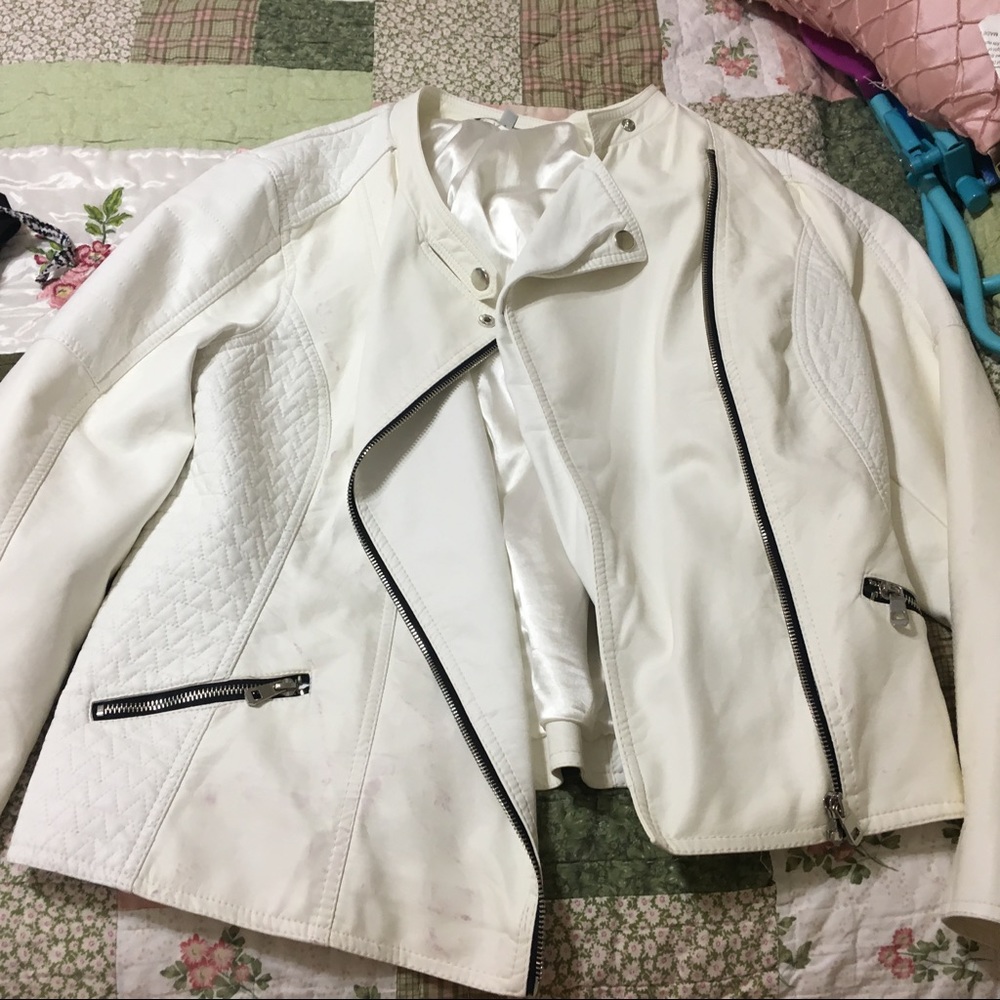 Very stylish white fake leather jacket